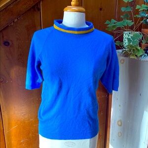 Vintage Knit Short Sleeve Mock Turtleneck Top